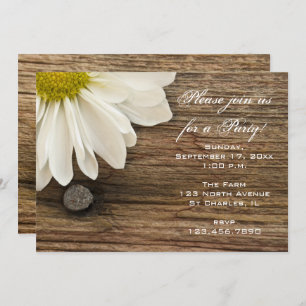Invitation White Daisy et Barn Wood