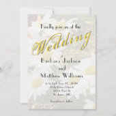 Invitation White Daisy Yellow Gold Script BoHo Printemps Mari (Devant)