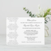 Invitation White Damask White Graduation Annonces (Debout devant)