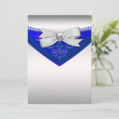 Invitation White Diamond Royal Blue Anniversaire Fête Invitat (Debout devant)