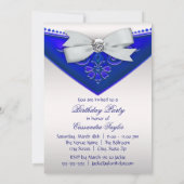 Invitation White Diamond Royal Blue Anniversaire Fête Invitat (Dos)