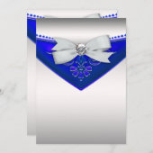 Invitation White Diamond Royal Blue Anniversaire Fête Invitat (Devant / Derrière)