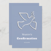 Invitation white dove blue background Confirmation (Devant / Derrière)