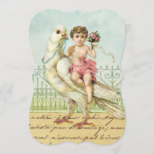Invitation White Dove et Cherub Baby shower 2