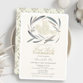 Invitation White Dove Olive Branch First Holy Communion