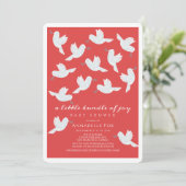 Invitation White Dove Olive Red Bundle of Joy Baby shower (Debout devant)