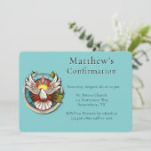 Invitation White Dove Turquoise Blue Confirmation Célébration (Debout devant)