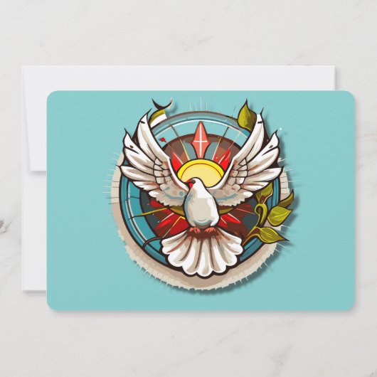 Invitation White Dove Turquoise Blue Confirmation Célébration (Dos)