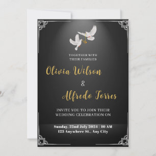 Invitation White Doves avec le mariage de bague mariage