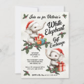 Invitation White Elephant Christmas Cadeau Exchange enfants (Devant)
