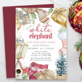 Invitation White Elephant Cosy Noël échange cadeau de fête