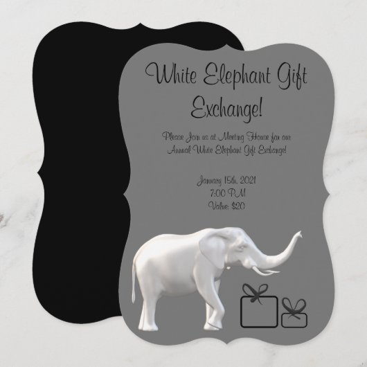 Invitation White Elephant Exchange (Devant / Derrière)