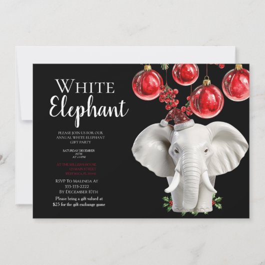 Invitation  White Elephant Kids Christmas party   (Devant)