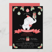 Invitation White Elephant Noël Diner Échange de cadeaux (Devant / Derrière)