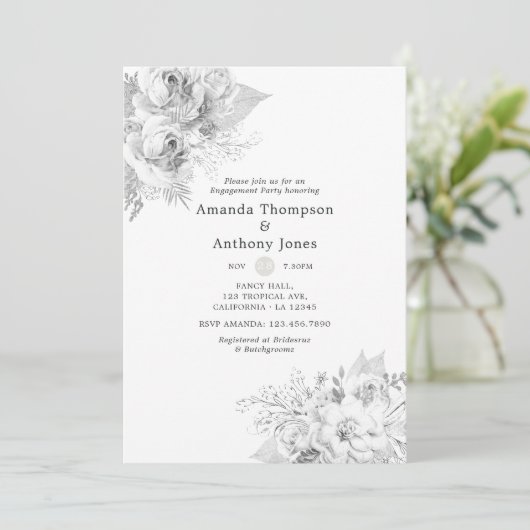 Invitation White Engagement Party (Debout devant)