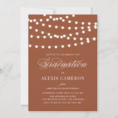 Invitation White Fairy Lights Terracotta Graduation Party (Devant)