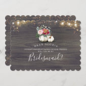 Invitation White Floral Citrouille Rustic Bridesmaid Proposit (Devant / Derrière)