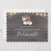 Invitation White Floral Citrouille Rustic Bridesmaid Proposit (Devant)