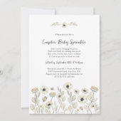 Invitation White Floral couples bébé sautinette + demande de  (Devant)