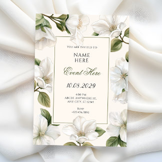 Invitation White Floral elegant 