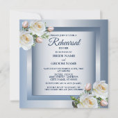 Invitation White Floral Elegant Blue Gray Rehearsal Dinner (Devant)