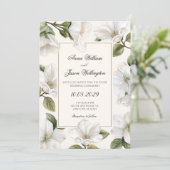 Invitation White Floral elegant wedding (Debout devant)