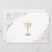 Invitation White Floral First Holy Communion Gold Chalice (Dos)