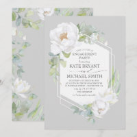 White Floral Green Élégante Partie d'engagement