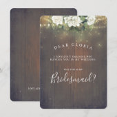 Invitation White Floral Rustic Country Bridesmaid Proposition (Devant / Derrière)