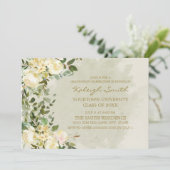 Invitation White Floral Sage Green Feuilles de la fête de gra (Debout devant)