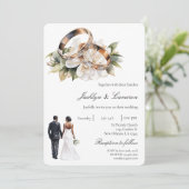 Invitation White Floral with ring Wedding (Debout devant)