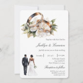 Invitation White Floral with ring Wedding (Devant)