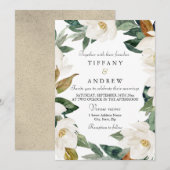 Invitation White Floral Wreath Élégant printemps floral maria (Devant / Derrière)