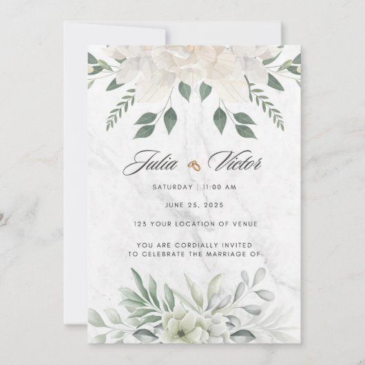 Invitation White Flower design Wedding Invition (Devant)