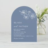 Invitation White Flowers Dusty Blue Casual Wedding (Debout devant)