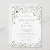Invitation White Flowers Eucalyptus Lush Greenery Wedding (Devant)