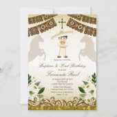 Invitation White Flowers Fiesta Baptism and Birthday (Devant)