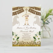 Invitation White Flowers Fiesta Baptism and Birthday (Debout devant)