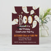 Invitation White Friendly Fantômes Anniversaire fête d'Hallow (Debout devant)