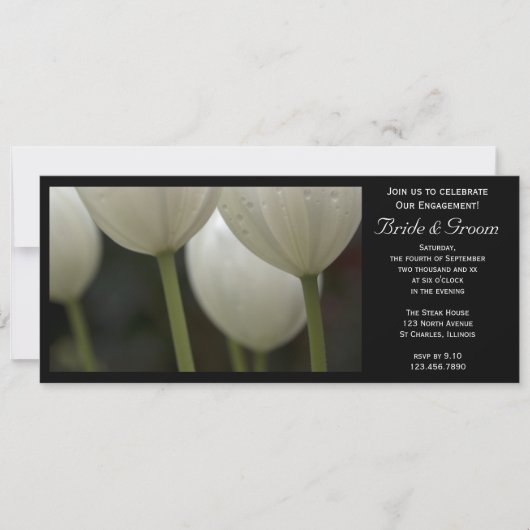 Invitation White Garden Tulips Spring Engagement Party (Devant)