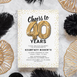 Invitation White Gold 40th Birthday Party<br><div class="desc">Élégantes invitations de fête de quarantième anniversaire avec un simple arrière - plan blanc qui peut être changé à n'importe quelle couleur,  parties scintillant brillante or,  quarante ballons d'or hélium,  et un moderne modèle texte de célébration de 40e anniversaire qui est facile à personnaliser.</div>