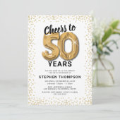 Invitation White Gold 50th Birthday Party (Debout devant)