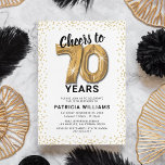 Invitation White Gold 70th Birthday Party<br><div class="desc">Faites-vous plaisir avec nos élégantes invitations à la fête du 70e anniversaire ! Avec un arrière - plan blanc polyvalent, une parties scintillant brillante d'or, soixante-dix ballons d'hélium doré, et un texte tendance de 70e anniversaire qui est une brise à personnaliser! Ajoutez votre touche unique à cette journée spéciale et...</div>