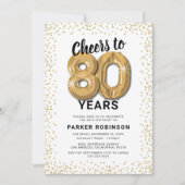 Invitation White Gold 80th Birthday Party (Devant)