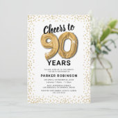 Invitation White Gold 90th Birthday Party (Debout devant)
