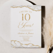 Invitation White Gold Agate 10e fête Mariage