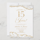 Invitation White Gold Agate 15e fête Mariage Anniversaire (Devant)