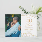 Invitation White Gold Agate 40e fête d'anniversaire du Mariag (Debout devant)