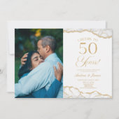 Invitation White Gold Agate 50e fête d'anniversaire Mariage (Devant)