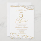 Invitation White Gold Agate 5e fête Mariage Anniversaire (Devant)